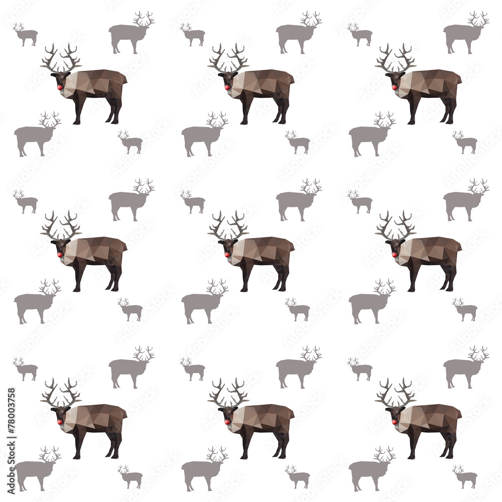 Fototapeta premium Illustration of seamless origami reindeer pattern