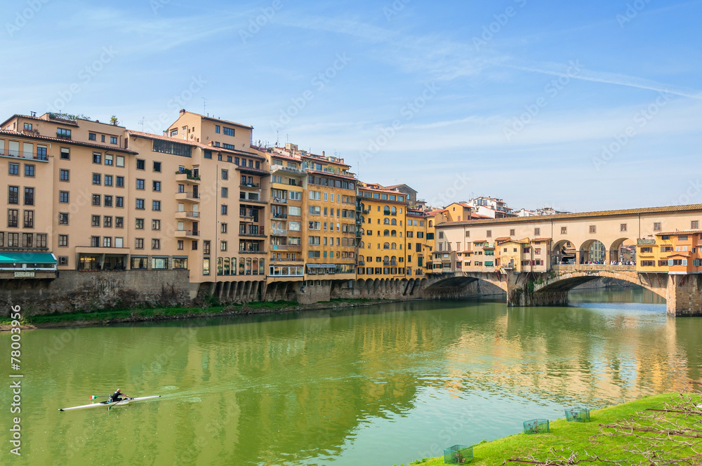 famous Ponte Vecchio and skyline in Florence, Tuscany