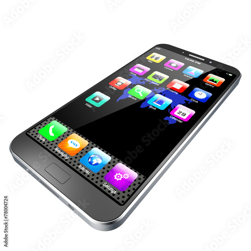 mobile phone with apps on white background,cell phone illustrati