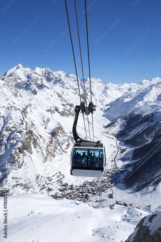 cable cars in a mountain area cable cars in a mountain area