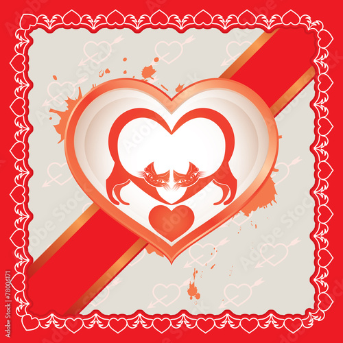 The heart card with cats