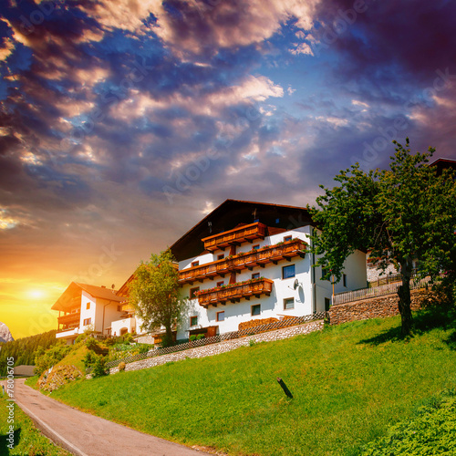 Panoramic view of idyllic summer landscape in the Alps