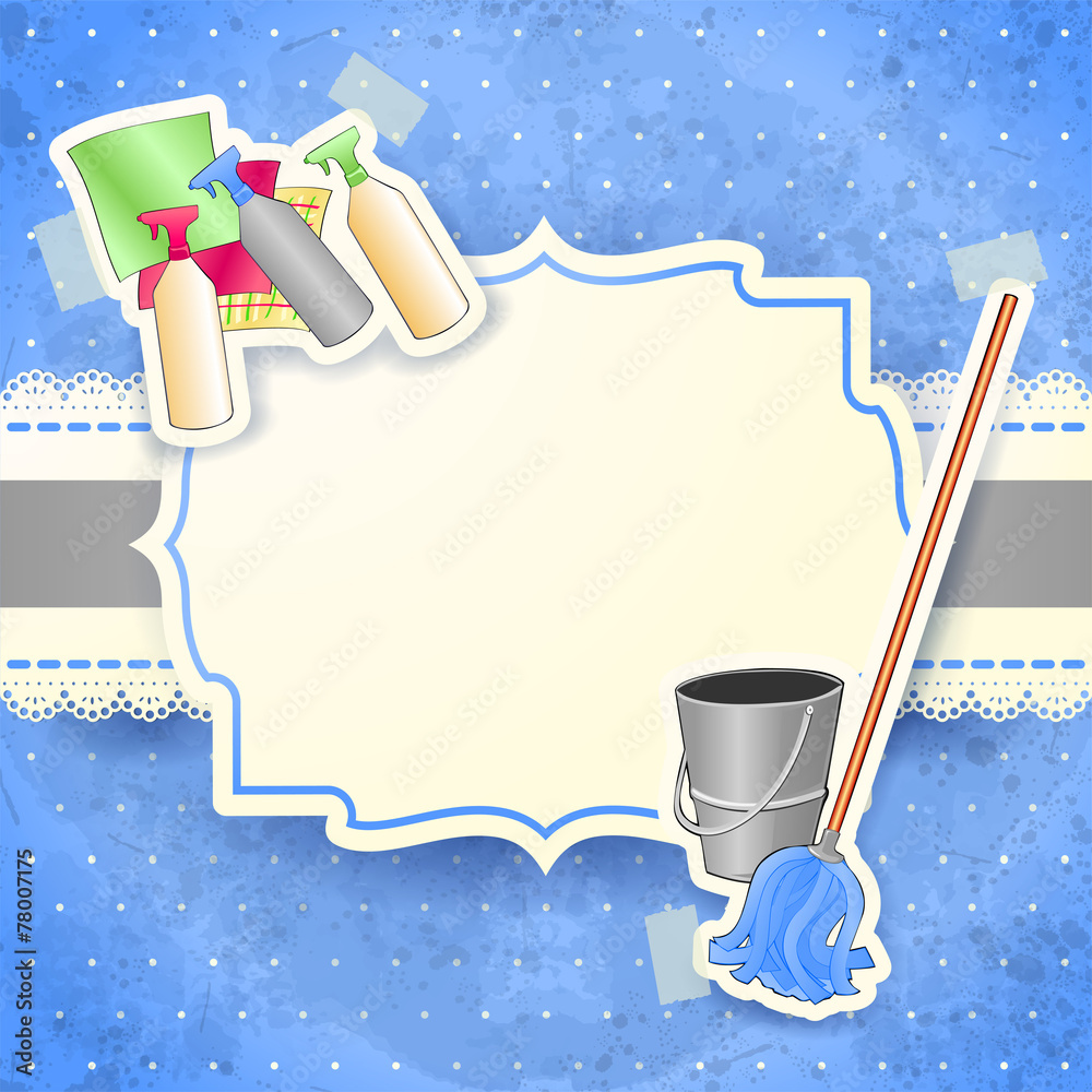 Cleaning, background with label Stock Vector Adobe Stock