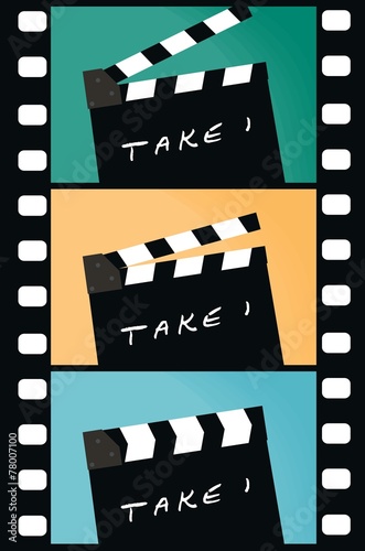 clapperboard film strip