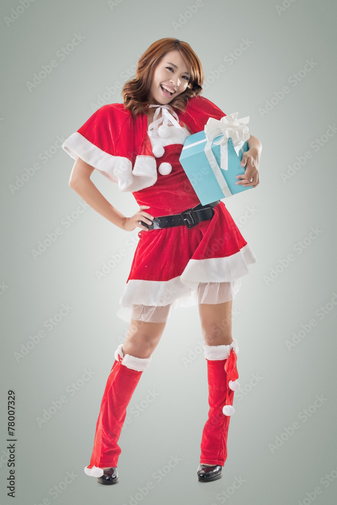 Smile happy Asian Christmas girl hold gift box Smile happy Asian Christmas girl hold gift box