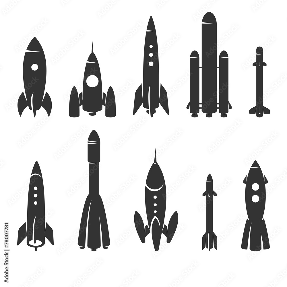 Rockets collection set. Vector Rockets collection set. Vector