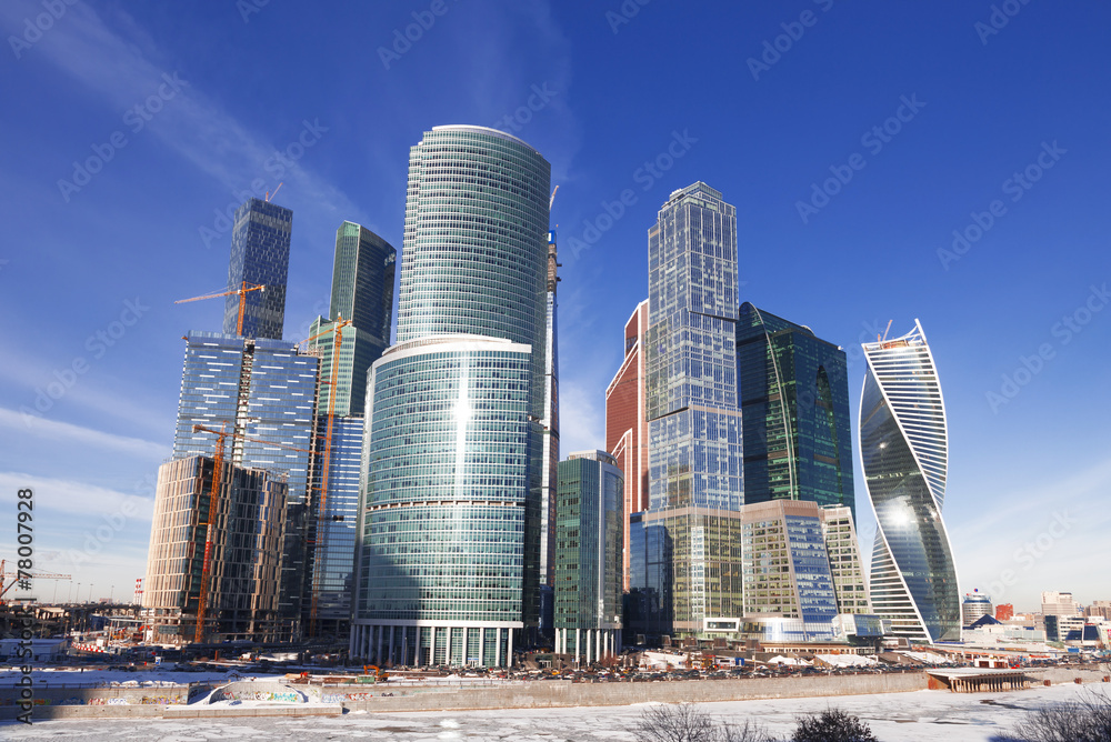 New construction in Moscow in winter
