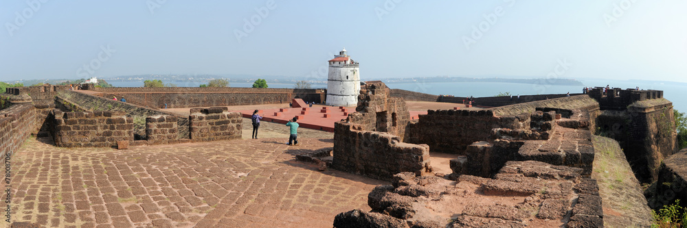People visiting the fort Aguada on Goa, India