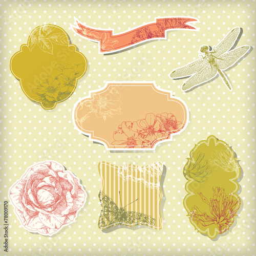 Hand drawing card flower vector frames