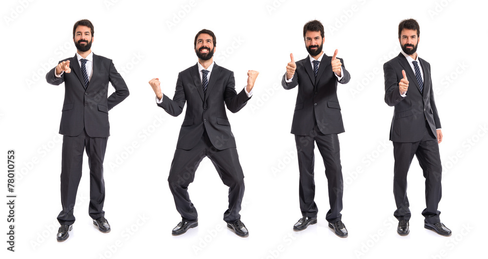 Lucky businessman over isolated white background Lucky businessman over isolated white background