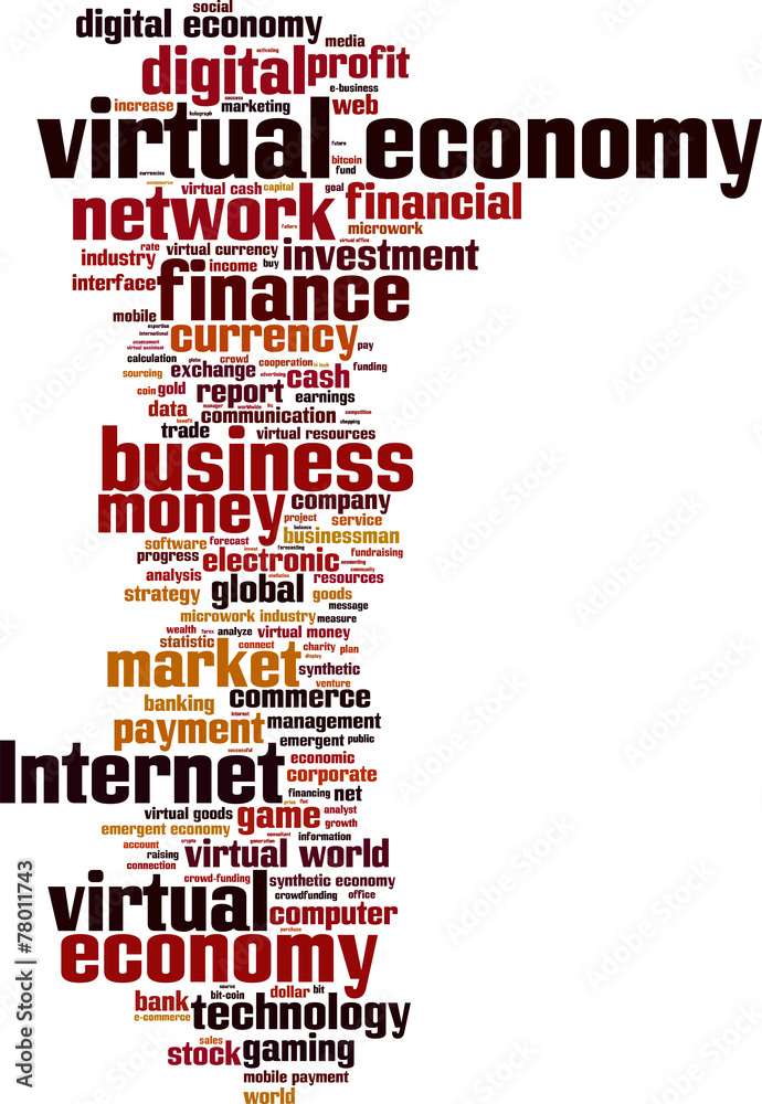 Virtual economy word cloud concept. Vector illustration