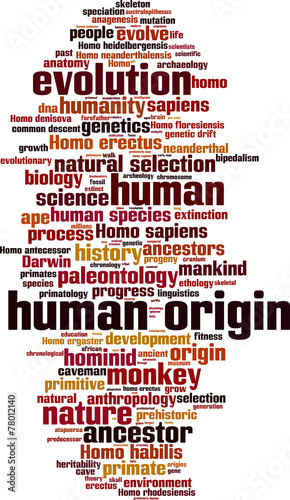 Human origin word cloud concept. Vector illustration