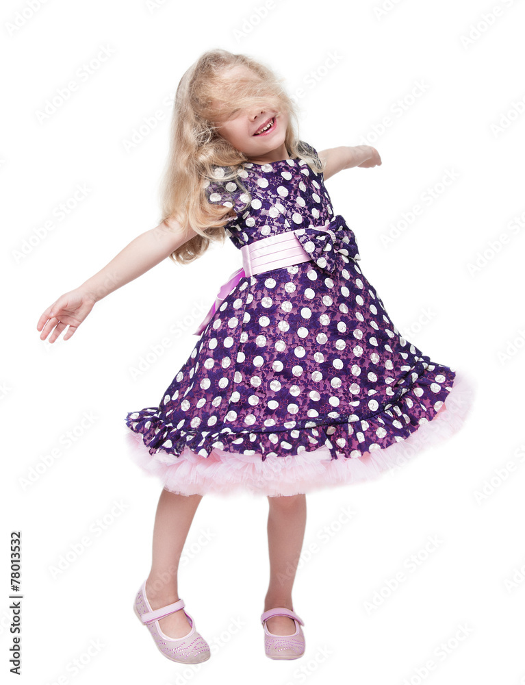 Beautiful little girl spinning around isolated Beautiful little girl spinning around isolated
