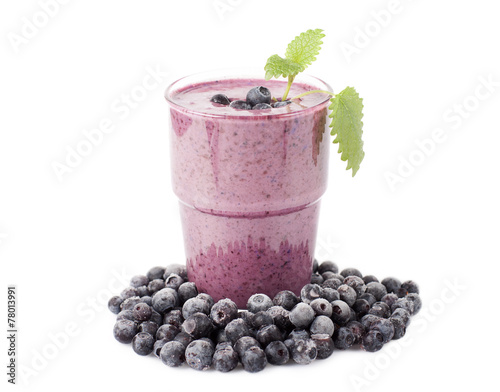 Cocktail of fresh blueberries with yogurt.