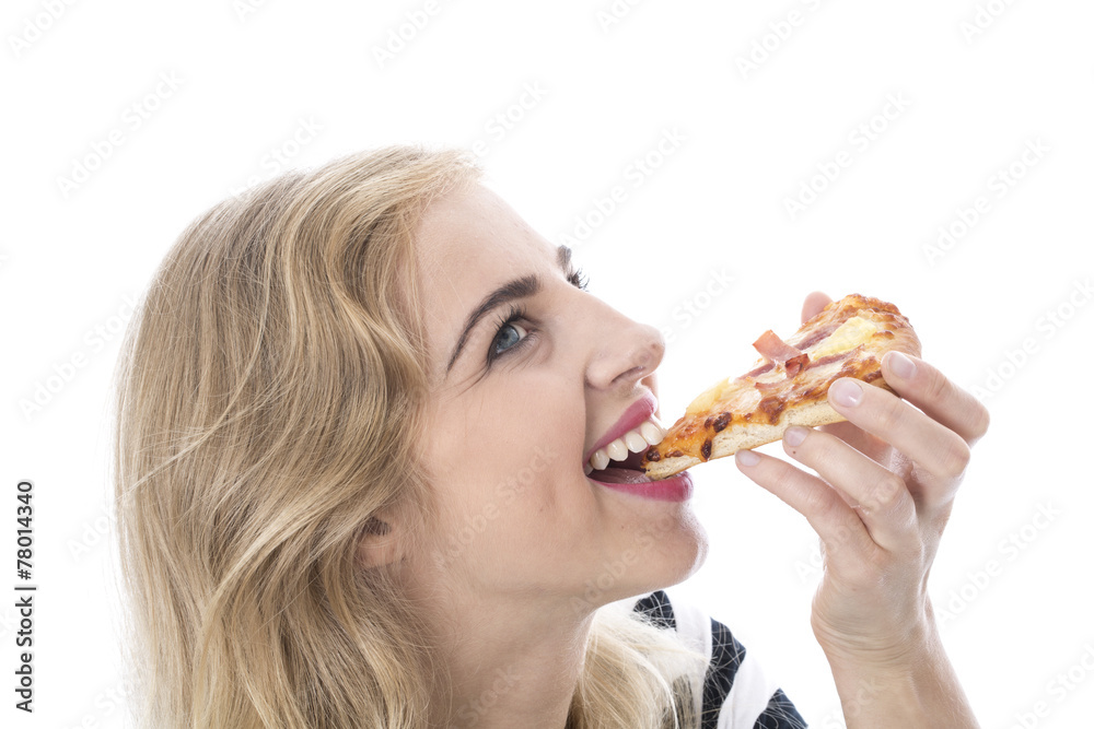 Model Released. Attractive Young Woman Eating Pizza Model Released. Attractive Young Woman Eating Pizza