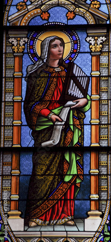 Saint cecilia stain glass window photo