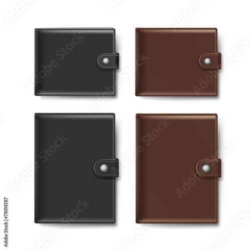 Vector Set of Black and Brown Leather Wallets