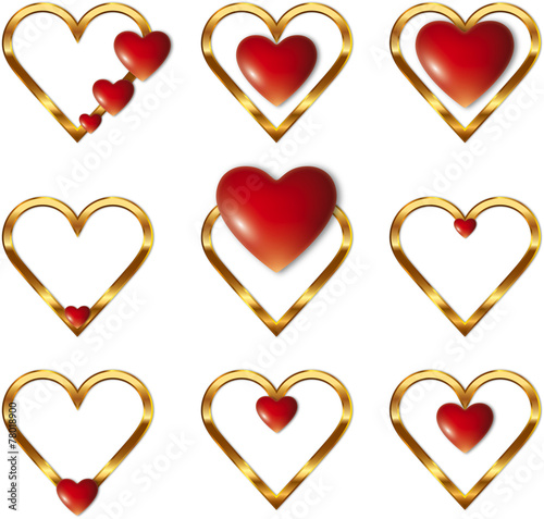 coeur rouge et doré