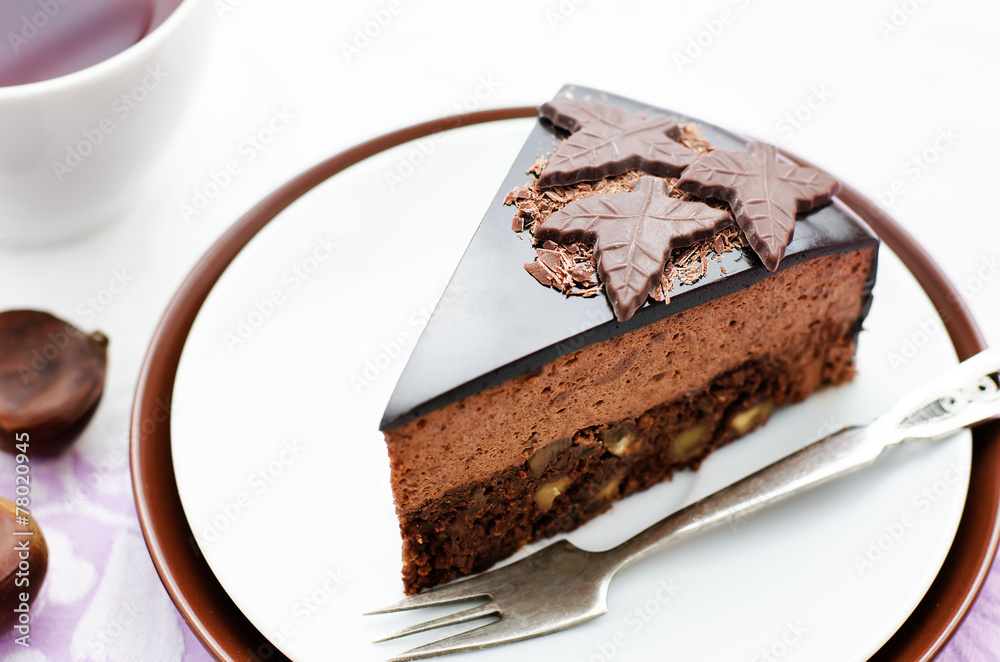 truffle cake with chestnut mousse