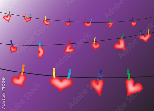 Hearts On The Line On Purple
