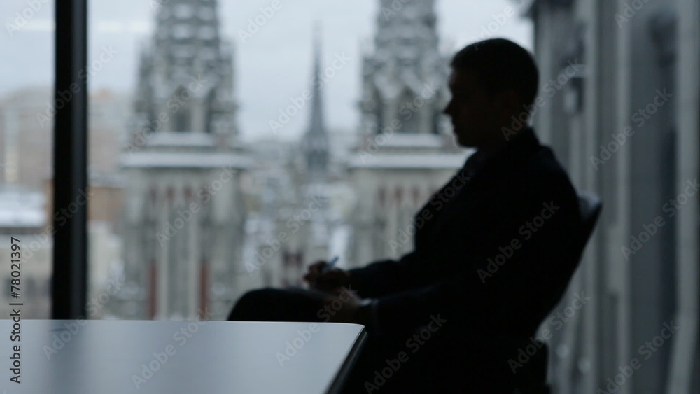 Man in office, silhouette Man in office, silhouette