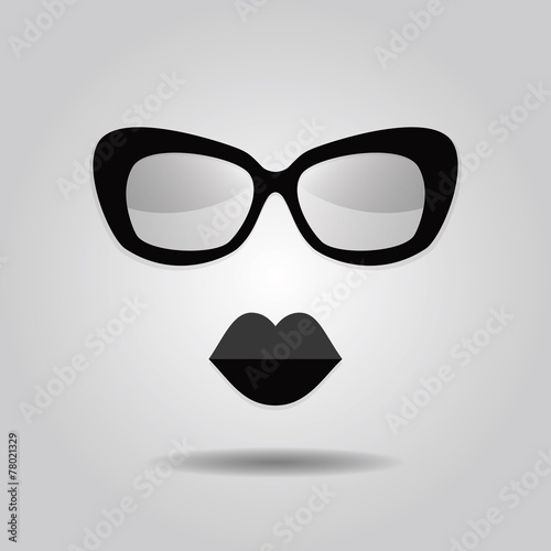 Hipster lips and sunglasses icons on gradient background
