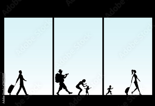 easy to edit vector illustration of people in airport lounge