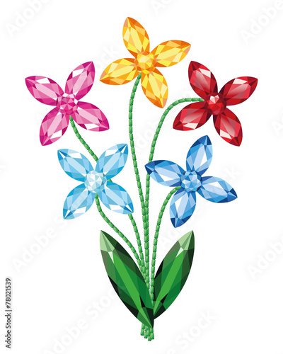 Bouquet of flowers of the gemstones isolated object vector