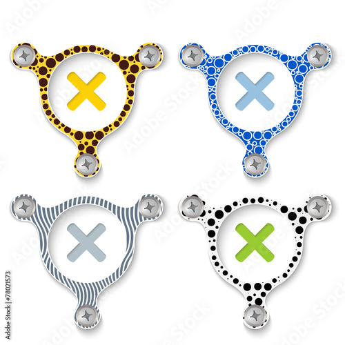 abstract objects with screws and a multiplication symbol