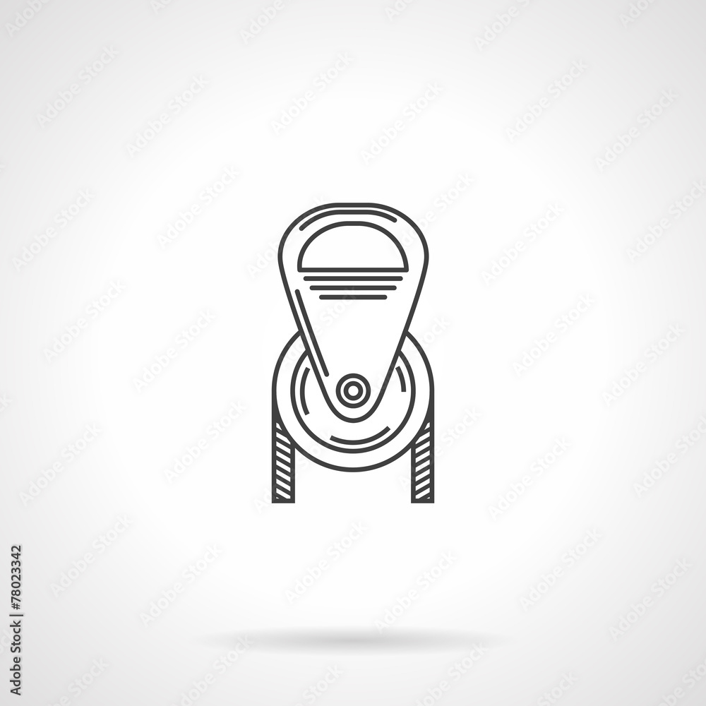 Black line pulley vector icon