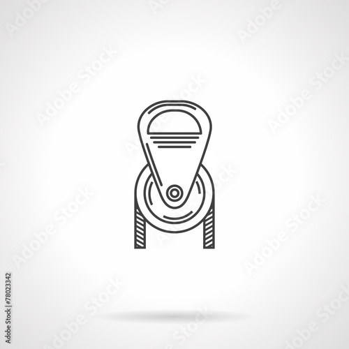 Black line pulley vector icon