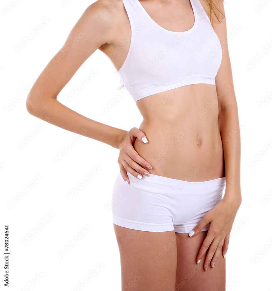 Woman slim body isolated on white