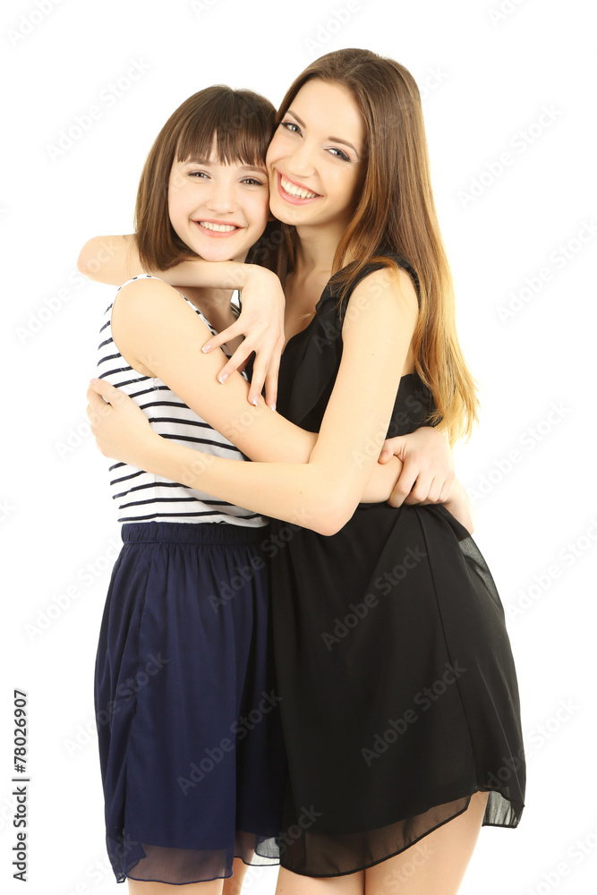 Two beautiful girls isolated on white Two beautiful girls isolated on white