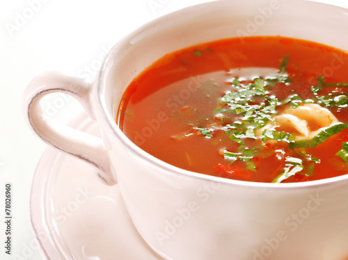 Ukrainian beetroot soup - borscht, isolated on white