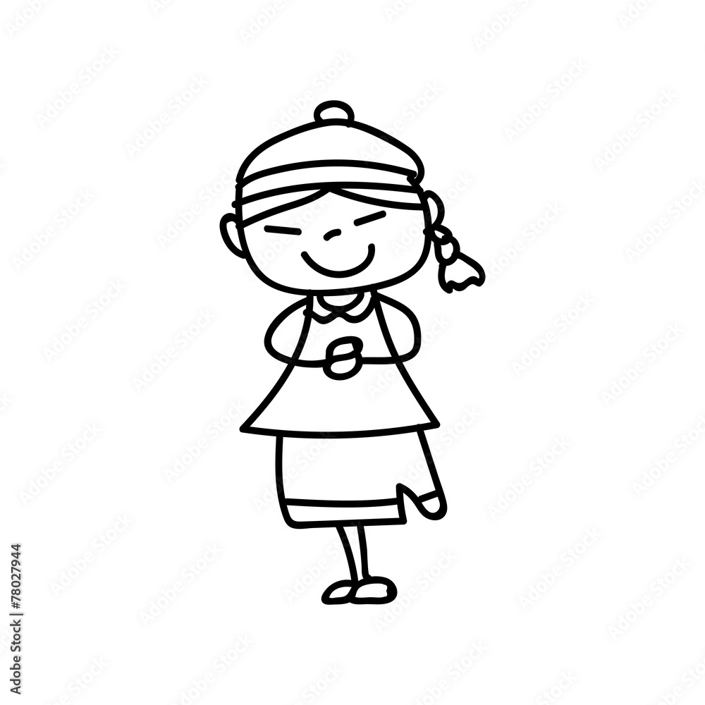 hand drawing Chinese New Year cartoon character hand drawing Chinese New Year cartoon character