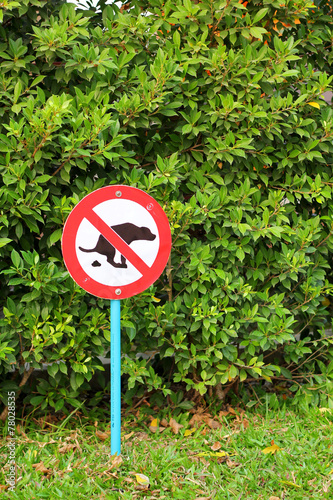 Signs symbolize ban feces dog
