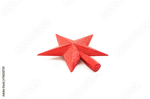 Red star christmas decoration. Isolated on a white background