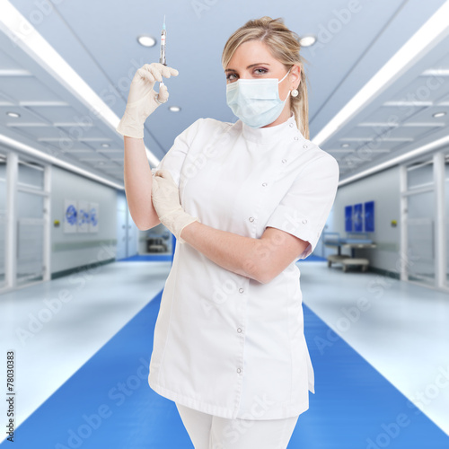 Nurse with shot in a hospital