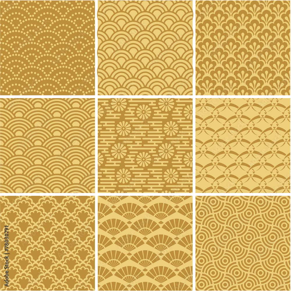 Gold seamless wave patterns for web background, surface