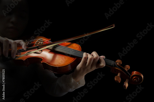 Playing the violin. Musical instrument with hands