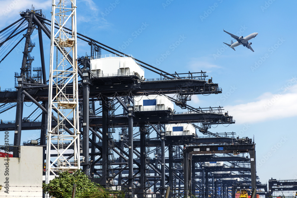 industrial port with containers industrial port with containers
