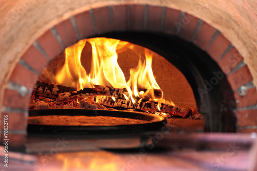 Pizza oven in restaurant