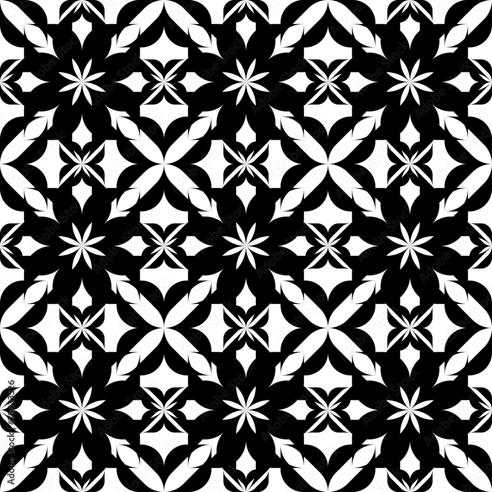 Black and white seamless pattern, abstract background.