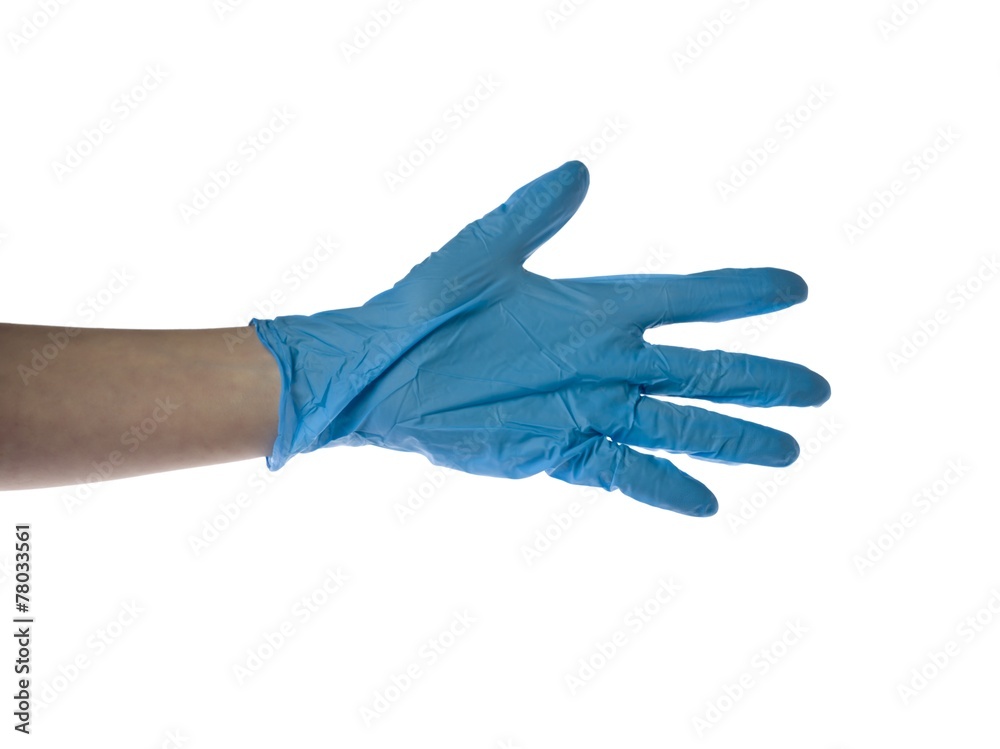 hand with sterilized medical glove