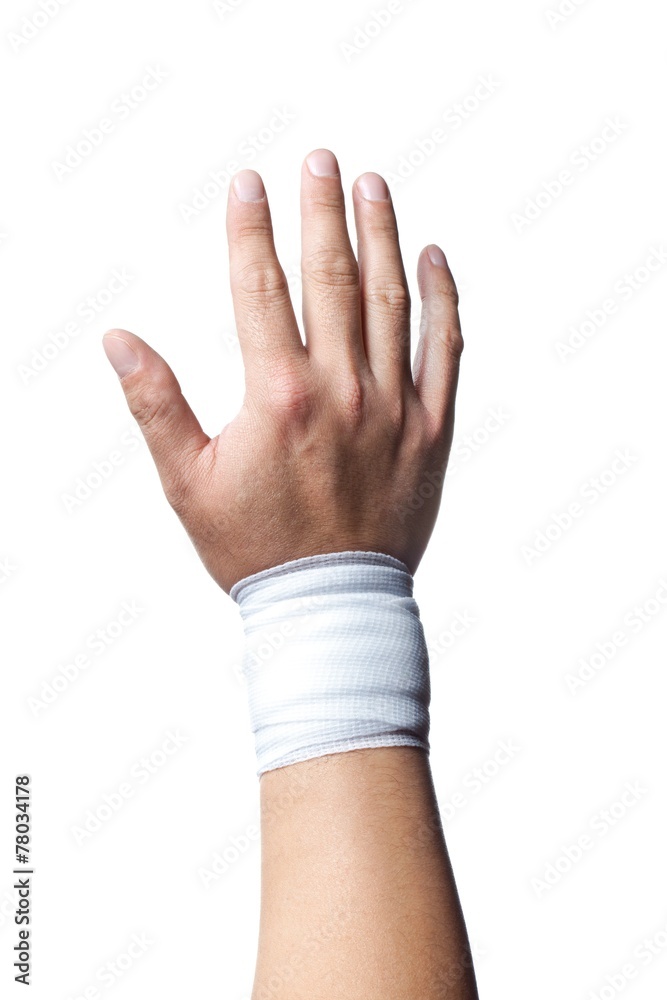 white medicine bandage on human hand Photos | Adobe Stock