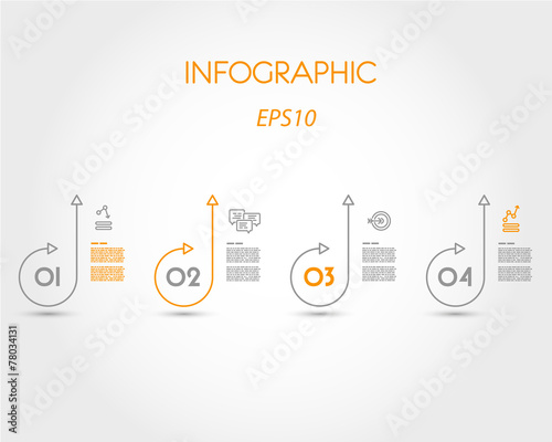 long circle linear infographics four steps