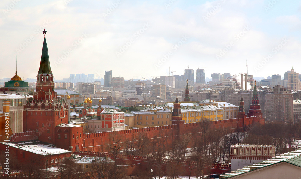 View on Moscow Kremlin on sunny day, Russia