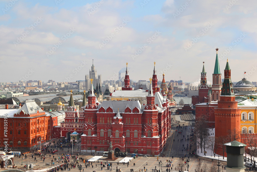 View on Moscow Kremlin and Historical museum, Russia