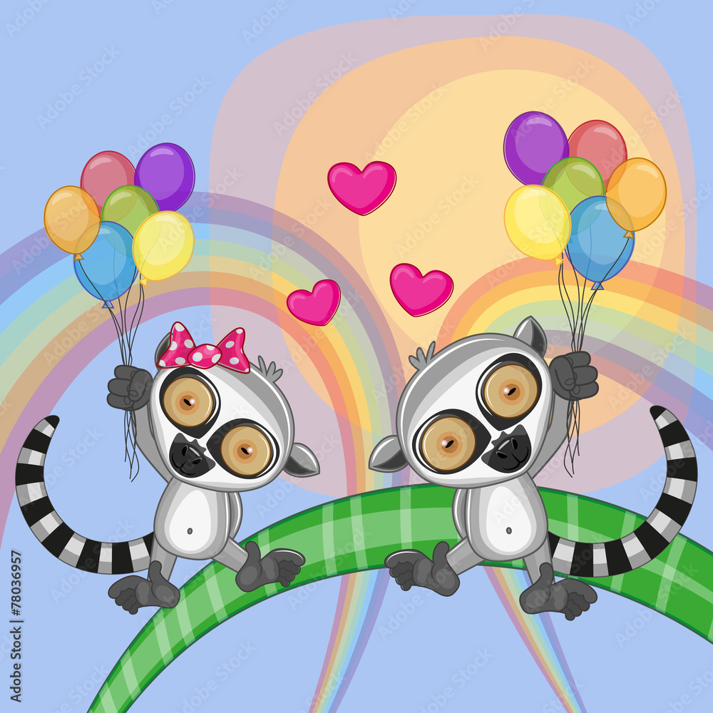 Naklejka premium Lovers Lemurs