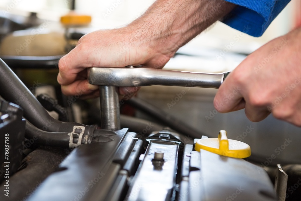 Mechanic working on an engine